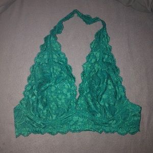 Free people green halter bralette S EUC